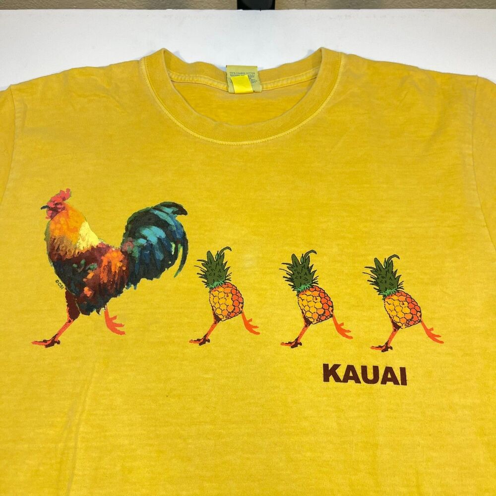 Vintage HAWAII CRAZY SHIRTS Rooster Pinaplle Dyed Kauai T SHIRT Sz Mens M